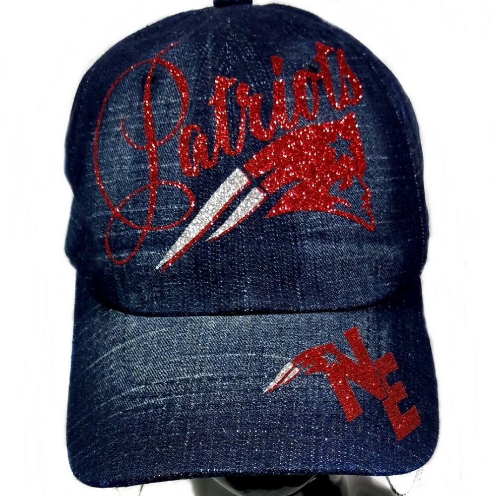 New England Patriots Denim Cap with Shiny lettering.